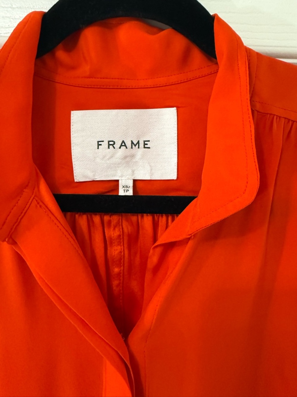 FRAME Red Orange Silk Gillian Blouse XS - Picture 6 of 6
